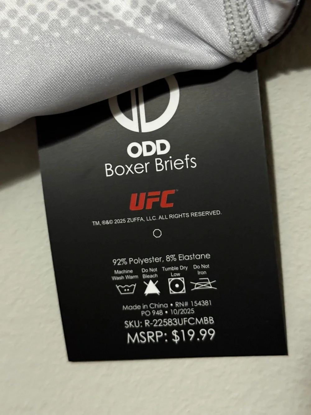 UFC White Performance Compression Shorts with Red Logo